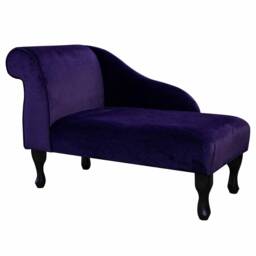 Handmade Purple Velvet Chaise Longue Small Sofa Daybed - thumbnail 2