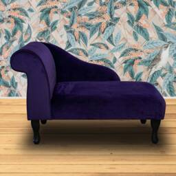 Handmade Purple Velvet Chaise Longue Small Sofa Daybed