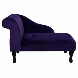 Handmade Purple Velvet Chaise Longue Small Sofa Daybed - thumbnail 3