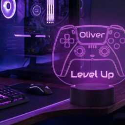 Personalised Gaming Controller Led Night Light - Custom Name & Text Gamer Lamp Kids & Teen Bedroom Decor Gift For Boys - thumbnail 4