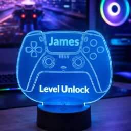 Personalised Gaming Controller Led Night Light - Custom Name & Text Gamer Lamp Kids & Teen Bedroom Decor Gift For Boys - thumbnail 3
