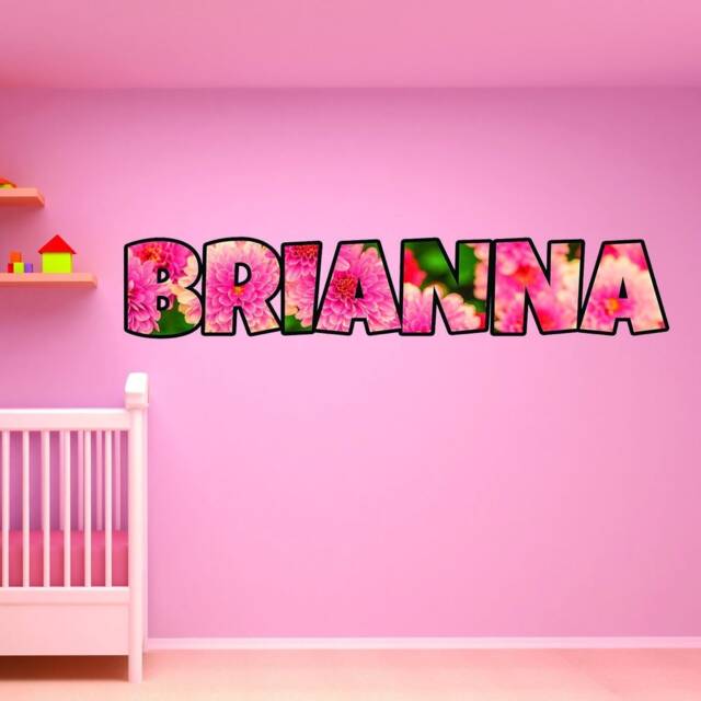 Custom Name Decal Personalized Girly Wall Art Sticker - Girls Room Decor Flower Peel & Stick Nursery - Vwaq-Ns3 - image 1