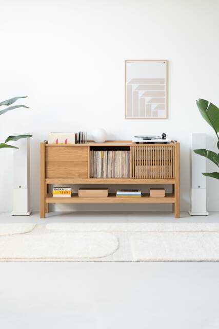 Jamm - Record Player Stand, Vinyl Record Storage Made Of Solid Oak Wood - image 1