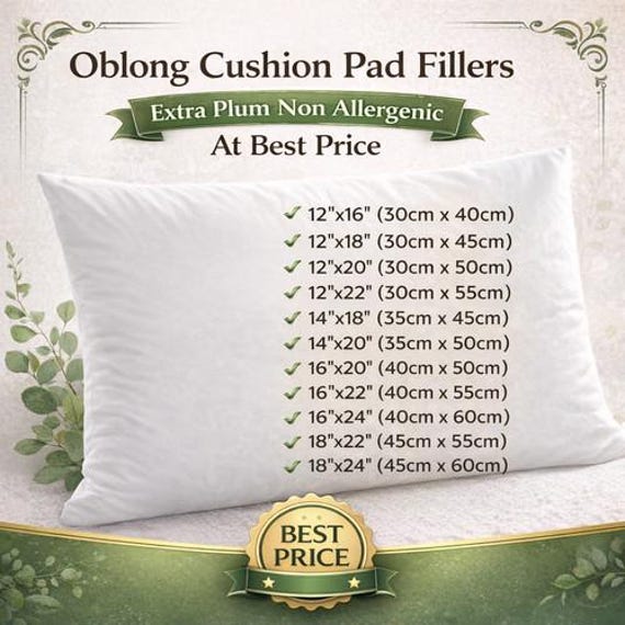 Rectangular Oblong Hollowfibre Cushion Pads, Inner Inserts Scatters Fillers For Home, Sofa, Chair in Multiple Sizes - image 1