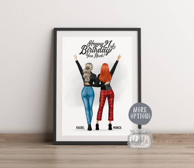 21st Best Friends Gift, Friend Birthday Print, Rock Wall Art, Quote, Personalised Gift - image 1