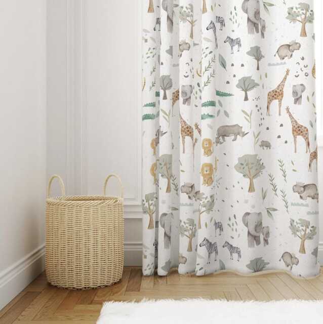 Salt Safari Curtains, Blackout Or Non Blackout, Curtains With Eyelet, Pencil Pleat Rod Pocket, Home Decor - image 1