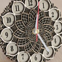 Mandala Wooden Wall & Desk Clock, Personalized Silent Rustic Finish Home Office Decor, Custom Engraved Gift For Her Wife - thumbnail 3