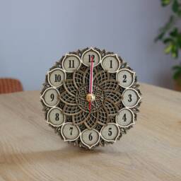 Mandala Wooden Wall & Desk Clock, Personalized Silent Rustic Finish Home Office Decor, Custom Engraved Gift For Her Wife