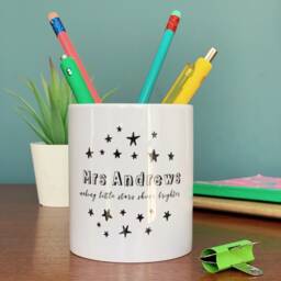 Teachers Personalised Monochrome Star Ceramic Desk Tidy - Gift Pen Pot Tidy Marking Like A Boss Thank You Gift