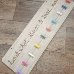 Look What We Made Nursery/School Art Work Display. This Is A Bigger Board For Siblings. Wooden Peg Laser Engraved With Your Names - thumbnail 3