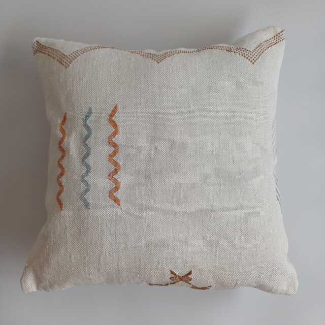 Moroccan Cactus Silk Cushion Cover, Handmade White Sabra Throw Pillow, Scatter 20''x20''/50x50 cm - image 1