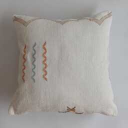 Moroccan Cactus Silk Cushion Cover, Handmade White Sabra Throw Pillow, Scatter 20''x20''/50x50 cm - thumbnail 1
