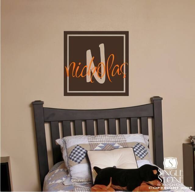 Monogram Boxed Wall Decal - Vinyl Stickers Art Custom Home Decor - image 1