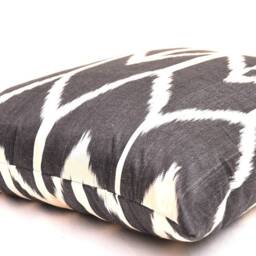 Black Ikat Pillow Cover, Handloom Silk Cotton Cushion - 20x20 - thumbnail 3