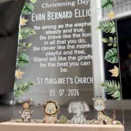 Personalised Christening Gift, Led Jungle Plaque, On Your Day Gift, Night Light, God Parent - thumbnail 2