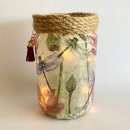 Dragonfly Light Jar Decoupage Glass Candle Holder - thumbnail 4