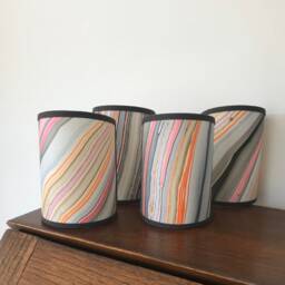 Hand Marbled Coral Magma - Handmade, Candle Clip Half Shield Lampshade For Wall Lights - thumbnail 2