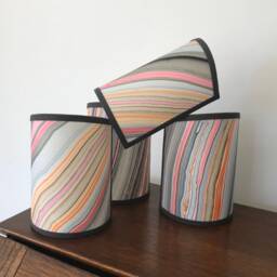 Hand Marbled Coral Magma - Handmade, Candle Clip Half Shield Lampshade For Wall Lights - thumbnail 3