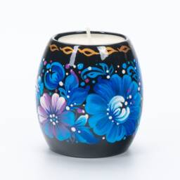 Ukrainian Tea Light Candle Holder Hand Painted Wooden Petrykivka Folk Art Xmas Decorations S211 - thumbnail 3