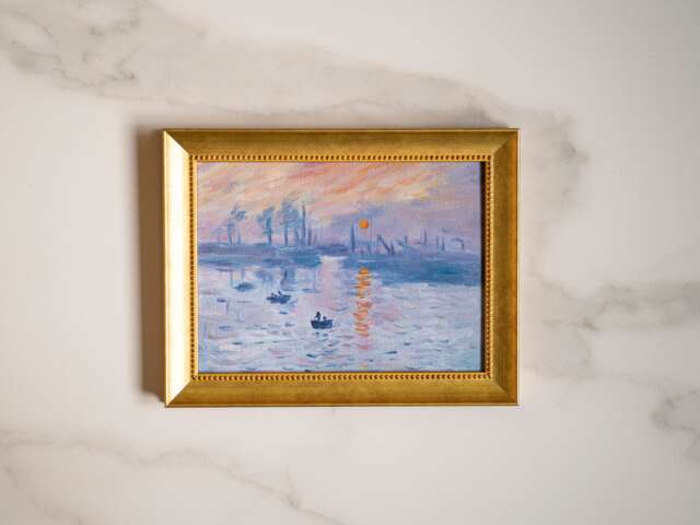 Impression Sunrise Inspired Oil Painting French Seascape Art - 6x8 In - image 1