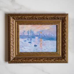 Impression Sunrise Inspired Oil Painting French Seascape Art - 6x8 In - thumbnail 2