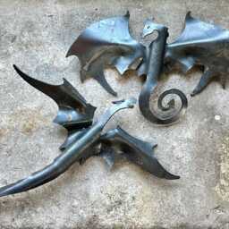 Dragon Wall Art, Decor, Steel Garden Fantasy Metal Sculpture - thumbnail 4