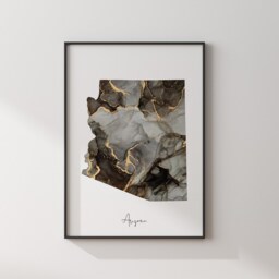Arizona Map Black & Gold Wall Art Print Us State - thumbnail 3
