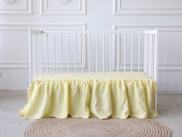 Yellow Crib Bed Skirt, Cot Bed Skirt, Ruffled Skirt For Baby Bed, Nursery Room Decor - image 1