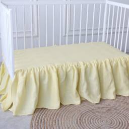 Yellow Crib Bed Skirt, Cot Bed Skirt, Ruffled Skirt For Baby Bed, Nursery Room Decor - thumbnail 2