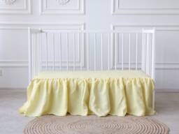 Yellow Crib Bed Skirt, Cot Bed Skirt, Ruffled Skirt For Baby Bed, Nursery Room Decor - thumbnail 1