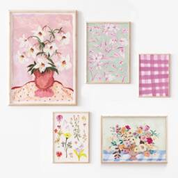 A3-A4-A5 -Pink Watercolour Print -Nature Print-Floral Illustration- Bedroom Wall Art- Pink & Green Art -Botanical Flower Art - thumbnail 2