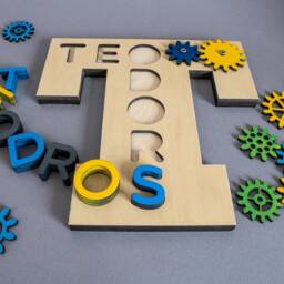 Personalized Name Puzzle On First Letter, Birthday Gift For 3Yo Boy, Busy Board With Gears, Learn Your Game - thumbnail 3