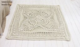 Square Crochet Rug 49-Inch Polyester Floor Mat, French Country Decor - thumbnail 1