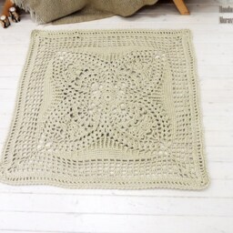 Square Crochet Rug 49-Inch Polyester Floor Mat, French Country Decor - thumbnail 3