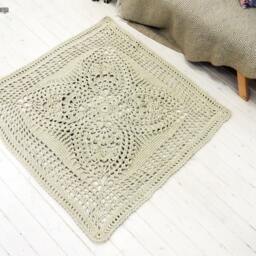 Square Crochet Rug 49-Inch Polyester Floor Mat, French Country Decor - thumbnail 2