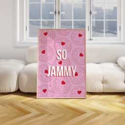 Jammie Dodger Biscuit Wall Art Print, Kitchen Poster, For Kitchen, Dining Room, Retro Print Pink 2808 - thumbnail 3