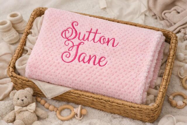 Personalized Embroidered Baby Blanket Soft Waffle Weave Swaddle - image 1