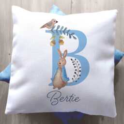 Personalised Baby Name Initial Cushion Highland Cow Nursery Decor - thumbnail 4