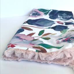 Flower Lovey, Security Blanket, Blankie, Minky Baby New Gift, Pink Blanket - thumbnail 3