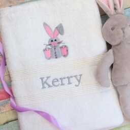 Personalised Bunny Bath Towel Embroidered Name & Rabbit Towelling Gift - thumbnail 2