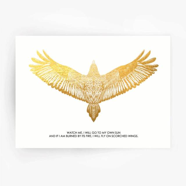 Falcon Inspirational Print Real Hand Applied Foiled - Inspiration Art Courage Resilience - image 1