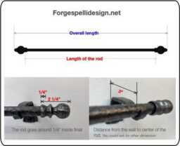 Free Shipping Curtain Rod With Finial & Bracket, Wrought Iron, All Hand Hammered. Window Treatments. 3/4 - thumbnail 4