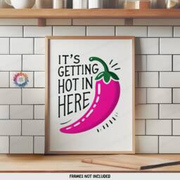 Pink Kitchen Prints - Set Of 3 Wall Art - Let's Eat, Chef Was Cute, Chilli Quotes Dining Room Decor Home Posters Gallery - thumbnail 3