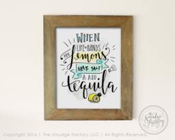 Lemon Tequila Hand Lettered Print, Funny Wall Art - Digital Download - thumbnail 1