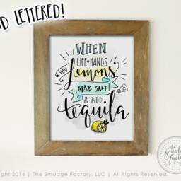 Lemon Tequila Hand Lettered Print, Funny Wall Art - Digital Download - thumbnail 2