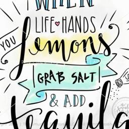 Lemon Tequila Hand Lettered Print, Funny Wall Art - Digital Download - thumbnail 4