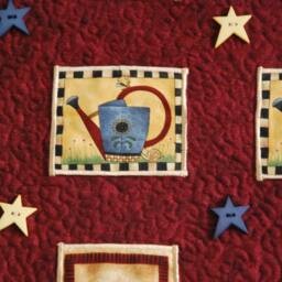 Gardening Quilted Wall Hanging, Floral Applique, Button Detail - thumbnail 3