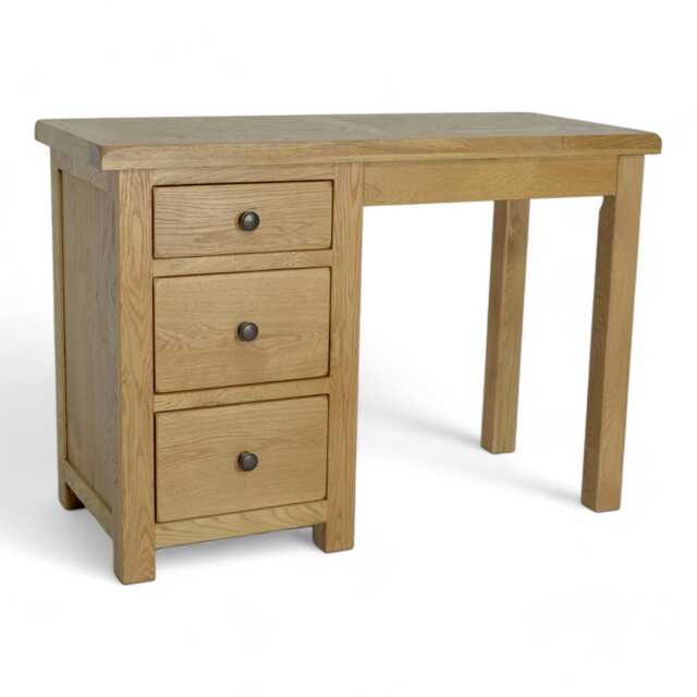 Solid Oak Desk, Rustic Hand-Oiled Finish, 3 Drawer Dressing Table - image 1