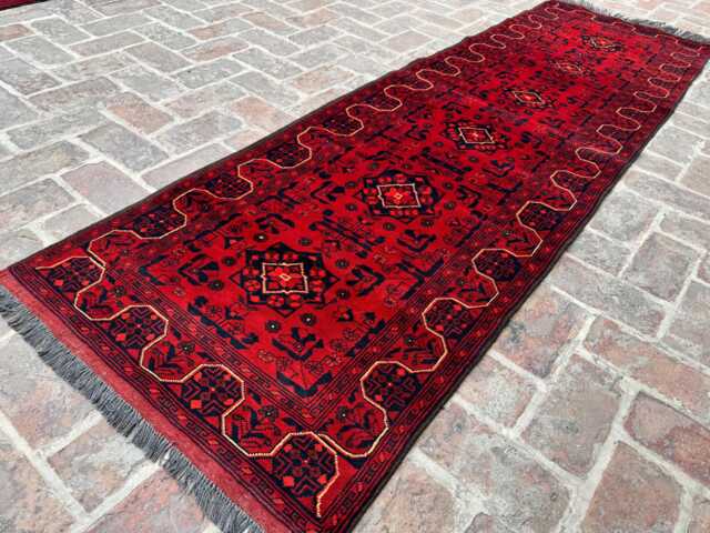 2x9 Authentic Afghan Wool Runner - Khal Mohammadi Bukhara Pattern Handwoven Geometric Oriental Rug For Hallway, Entryway Or Office Accent - image 1
