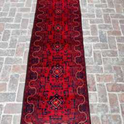 2x9 Authentic Afghan Wool Runner - Khal Mohammadi Bukhara Pattern Handwoven Geometric Oriental Rug For Hallway, Entryway Or Office Accent - thumbnail 3